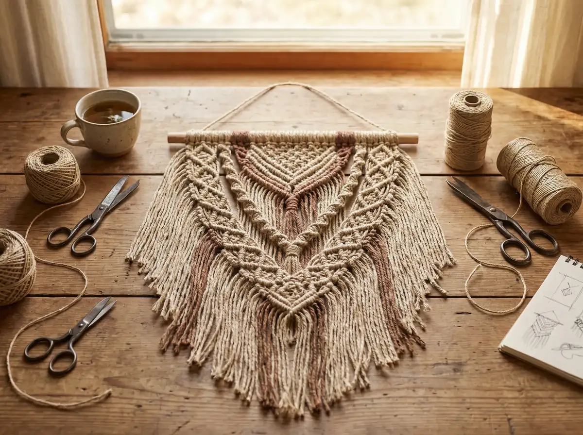 手作人分享 - 麻线编织挂毯作品 | 麻豆传媒